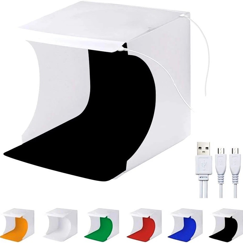Photography Lighting Kit With Backdrop - กล่องถ่ายภาพพับได้แบบพกพา พร้อมไฟ LED สตูดิโอถ่ายภาพขนาดเล็ก ชุดเต็นท์ถ่ายภาพพร้อมฉากหลัง 6