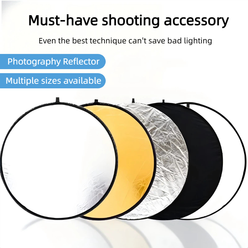 Photography Lighting Outdoor - แผ่นสะท้อนแสงแบบพกพา 2-in-1 สองด้าน สีทอง-เงิน สำหรับถ่ายภาพบุคคล ไลฟ์สด