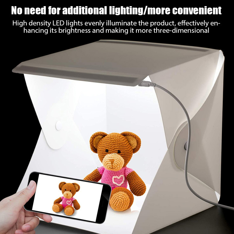 Photography Lighting Kit With Backdrop - กล่องไฟถ่ายภาพขนาดเล็ก 23*22*24 ซม. ชุดกล่องไฟสตูดิโอถ่ายภาพ พร้อมผ้าฉากหลัง 6
