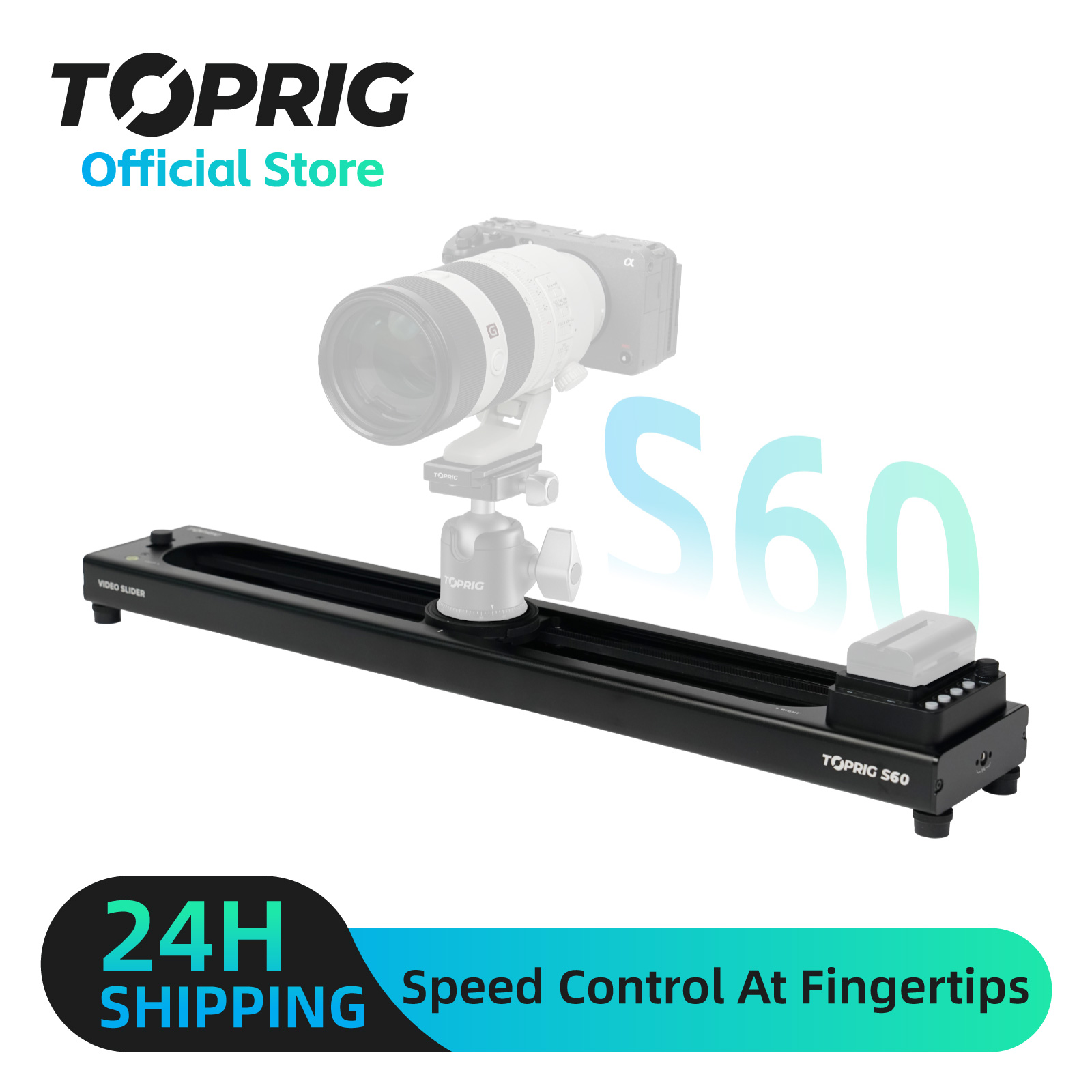 Photography Loop Lighting - Toprig S60 วิดีโอSliderกล้องรางไฟฟ้าSliderมอเตอร์สําหรับDolly Zoom Shotsการถ่ายภาพDslrสนับสนุนPan,Loop,Time-Lapse,