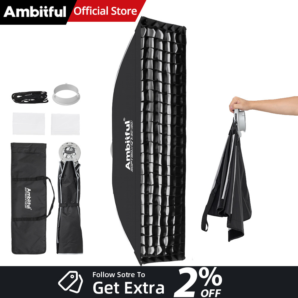 Photography Lighting Meter - AMBITFUL Q7-II 30*120 ซม. ซอฟต์บ็อกซ์แบบแถบพร้อมขาตั้ง Bowens