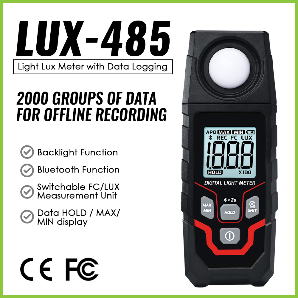 Photography Lighting Meter - เครื่องวัดแสงดิจิตอลบลูทูธพร้อมแอป 200000 ลักซ์ เครื่องวัดแสงแบบพกพา ฟุตแคนเดิล เครื่องทดสอบความสว่างสำหรับพืชและภาพถ่าย