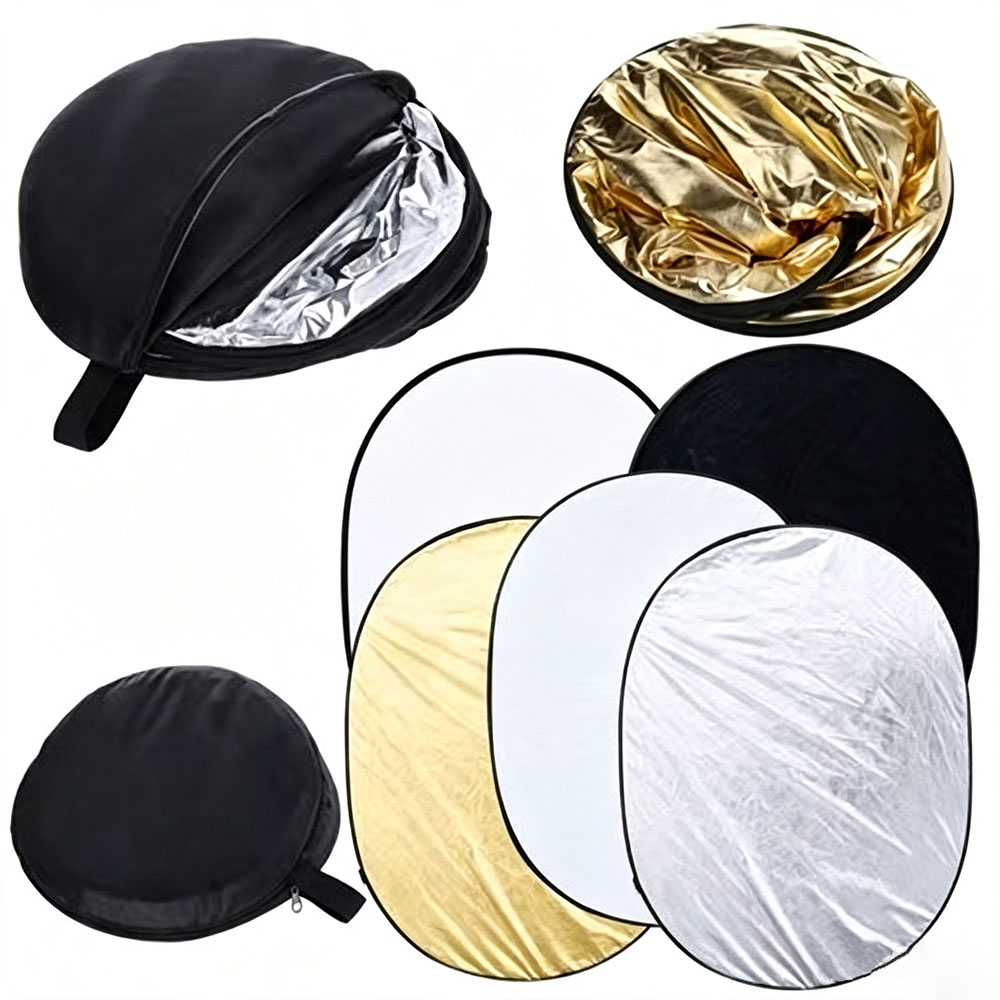Photography Lighting Outdoor - แผ่นสะท้อนแสงแบบพับได้ 5 in 1 สำหรับถ่ายภาพ พร้อมกระเป๋าพกพา