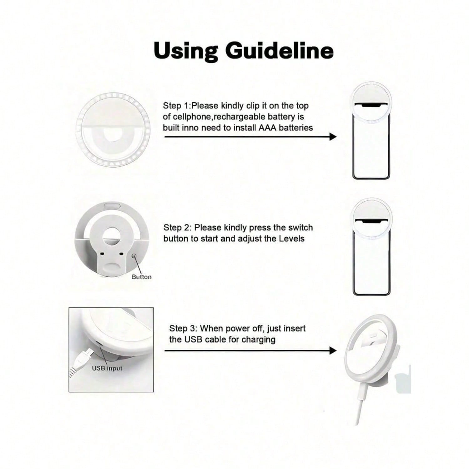 แฟลชเซลล์ 1 ชิ้น ไฟเซลฟี่ LED  - Photography Lighting Description บทวิจารณ์และราคา