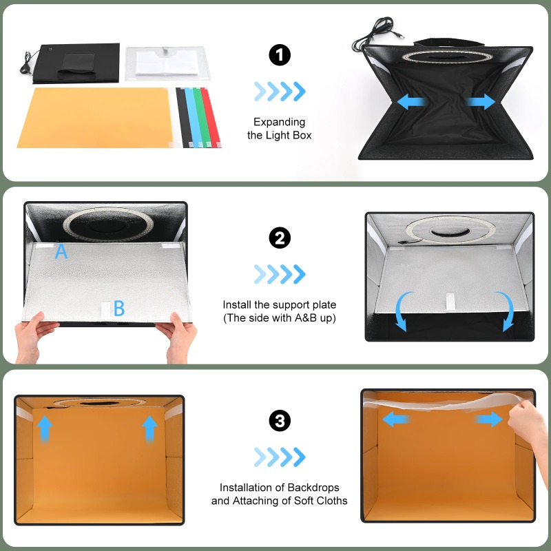 ชุดกล่องไฟสตูดิโอถ่ายภาพ Light - Photography Lighting Kit With Backdrop บทวิจารณ์และราคา