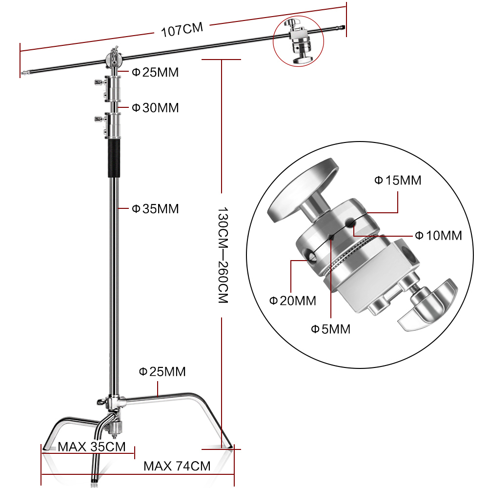 ขาตั้งถ่ายภาพ C-Stand สแตนเลสพ - Photography Lighting Softbox บทวิจารณ์และราคา