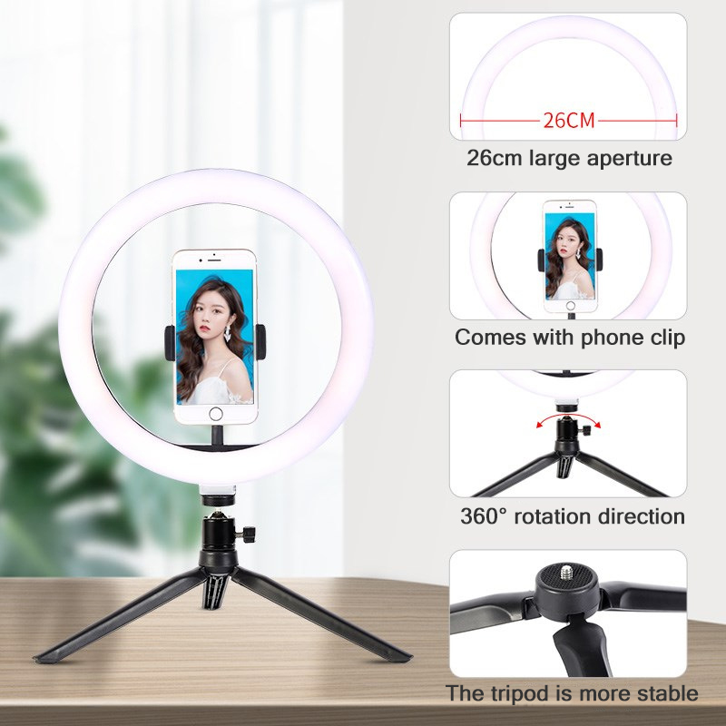 26 ซม.10 นิ้ว LED แหวน Selfie  - Photography Lighting Description บทวิจารณ์และราคา