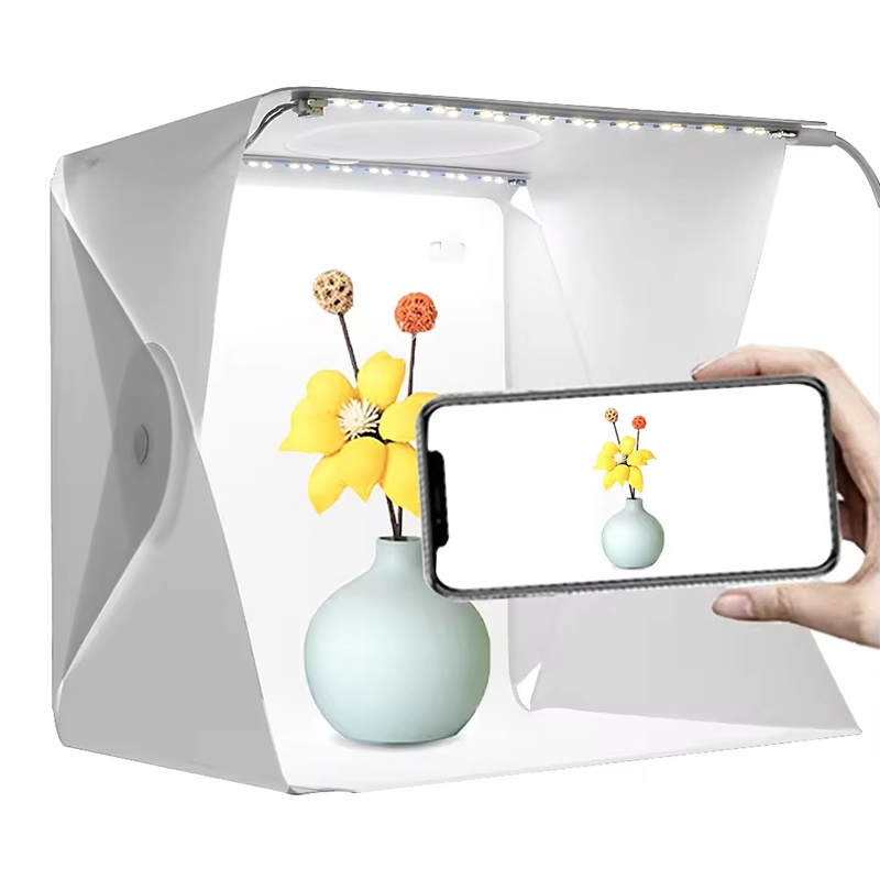 ไฟ LED โฟโต้บ็อกซ์พับได้แบบพกพ - Photography Lighting Kit With Backdrop บทวิจารณ์และราคา