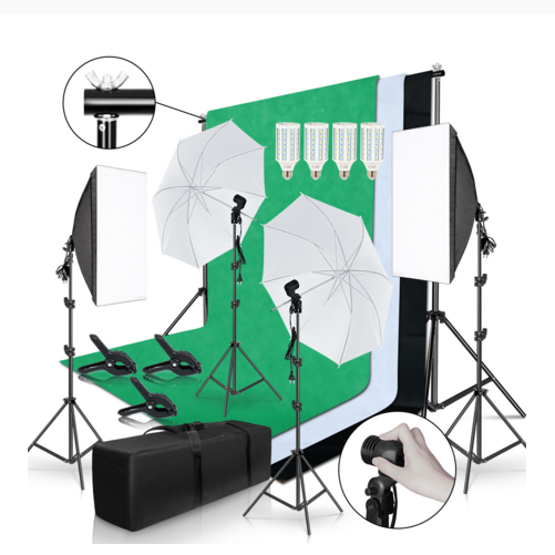 ชุดอุปกรณ์ถ่ายภาพครบชุดสำหรับผ - Photography Lighting Kit With Backdrop บทวิจารณ์และราคา